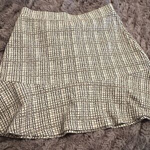 LOFT Black and White Ruffled Skirt